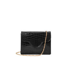 Small Ava Bag in Black Patent Croc