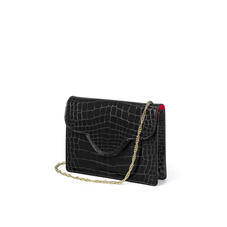 Small Ava Bag in Black Patent Croc