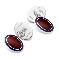 Lacquer Enamel Cufflinks in Navy & Red