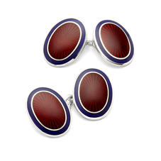 Lacquer Enamel Cufflinks in Navy & Red
