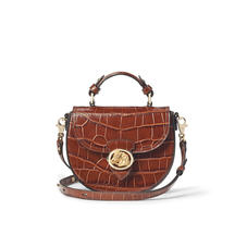 Equestrian Portobello Bag in Deep Shine Brown Soft Croc