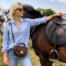 Equestrian Portobello Bag in Deep Shine Brown Soft Croc
