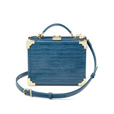 Mini Trunk Clutch in Deep Shine Topaz Small Croc