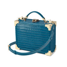 Mini Trunk Clutch in Deep Shine Topaz Small Croc