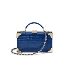 Trinket Box in Deep Shine Blue Small Croc