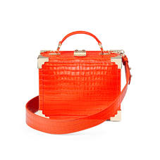 Mini Trunk Clutch in Deep Shine Orange Small Croc