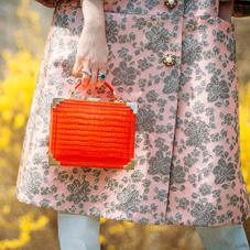 Mini Trunk Clutch in Deep Shine Orange Small Croc