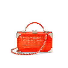 Trinket Box in Deep Shine Orange Small Croc