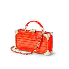 Trinket Box in Deep Shine Orange Small Croc