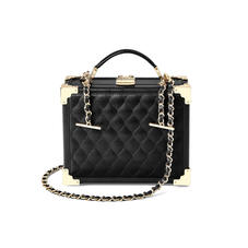 Mini Trunk Clutch in Black Quilted Kaviar