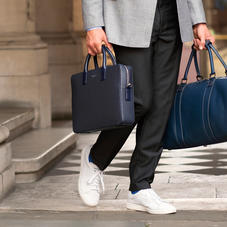 Slim Mount Street Bag in Navy Saffiano