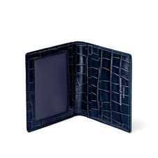 ID & Travel Card Holder in Deep Shine Navy Small Croc