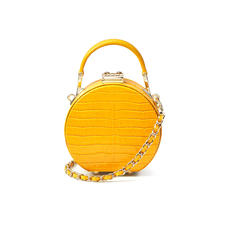Micro Hat Box in Deep Shine Bright Mustard Small Croc