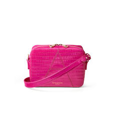 Camera 'A' Bag in Deep Shine Penelope Pink Small Croc