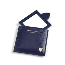 Compact Mirror in Midnight Blue Silk Lizard