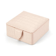 Stud Box in Deep Shine Shell Pink Small Croc