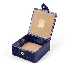 Stud Box in Deep Shine Midnight Blue Small Croc