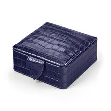 Stud Box in Deep Shine Midnight Blue Small Croc