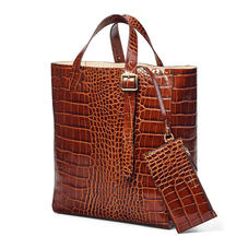 Editor's 'A' Tote in Deep Shine Brown Soft Croc