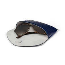 Sunglasses Case in Deep Shine Midnight Blue Small Croc