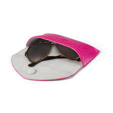 Sunglasses Case in Deep Shine Penelope Pink Small Croc