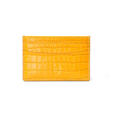 Slim Credit Card Holder in Deep Shine Bright Mustard Small Croc