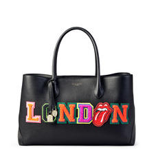 London Tote in Black Pebble with London Embroidered Letters