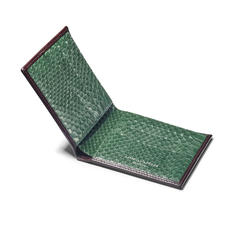 6 Card Billfold Wallet in Smooth Chocolate with Green Land Snake