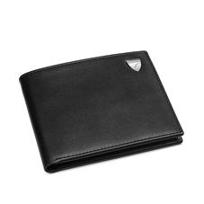 6 Card Billfold Wallet in Smooth Black with Grey Land Snake