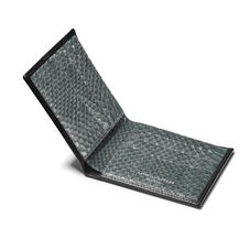 6 Card Billfold Wallet in Smooth Black with Grey Land Snake