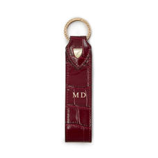Leather Loop Keyring in Deep Shine Bordeaux Croc