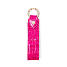 Leather Loop Keyring in Deep Shine Penelope Pink Small Croc