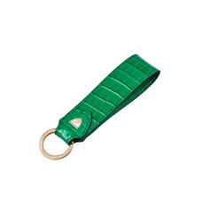 Leather Loop Keyring in Deep Shine Emerald Green Small Croc