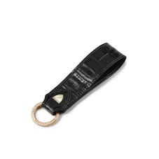 Leather Loop Keyring in Deep Shine Black Croc