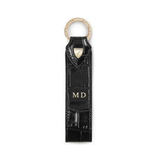 Leather Loop Keyring in Deep Shine Black Croc