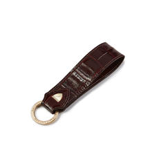Leather Loop Keyring in Deep Shine Amazon Brown Croc