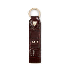 Leather Loop Keyring in Deep Shine Amazon Brown Croc
