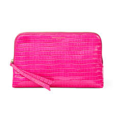 Large Essential Cosmetic Case in Deep Shine Penelope Pink Small Croc