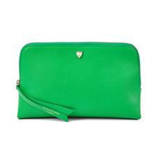 Large Essential Cosmetic Case in Bright Green Saffiano