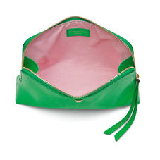 Large Essential Cosmetic Case in Bright Green Saffiano