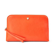 Large Essential Cosmetic Case in Bright Orange Saffiano