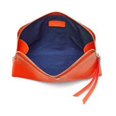 Large Essential Cosmetic Case in Bright Orange Saffiano
