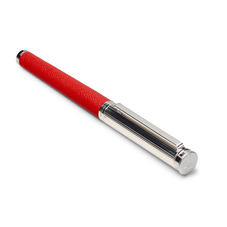 Sterling Silver & Leather Fountain Pen in Scarlet Saffiano