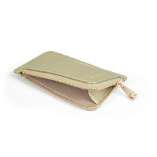 Zipped Coin & Card Holder in Gold Saffiano
