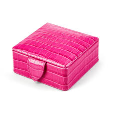 Stud Box in Deep Shine Penelope Pink Small Croc