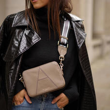 Camera ‘A’ Bag in Warm Grey Pebble with Webbing Strap
