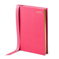 A5 Day to Page Leather Diary in Bright Pink Saffiano