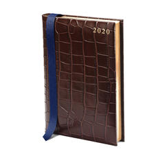 A5 Day to Page Leather Diary in Deep Shine Amazon Brown Croc