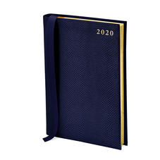 A5 Day to Page Leather Diary in Midnight Blue Lizard