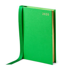 A5 Day to Page Leather Diary in Bright Green Saffiano